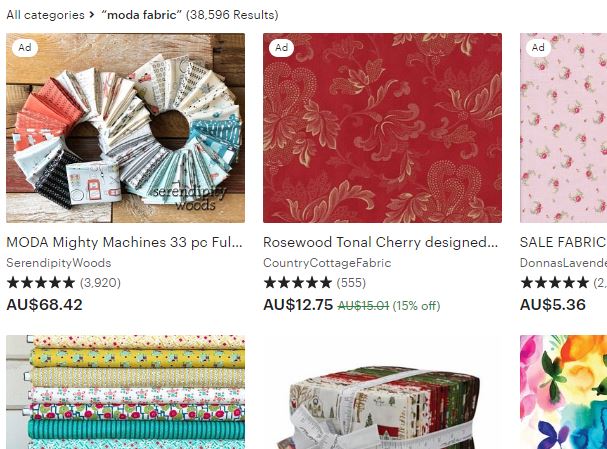 Etsy - Moda quilting fabric online