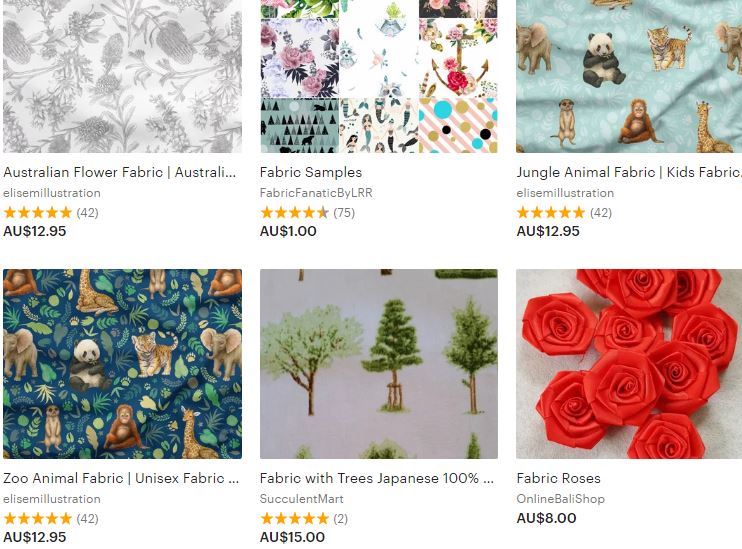 Etsy online fabric store Australia